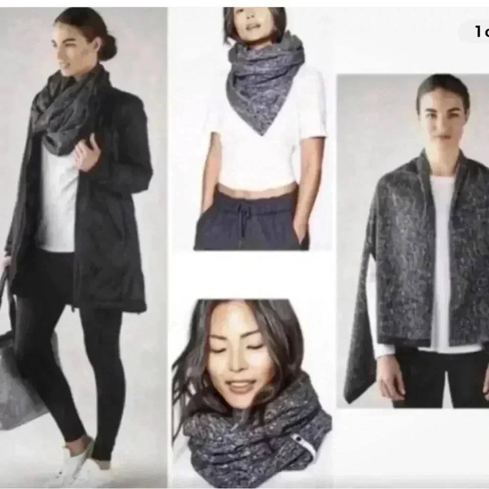 Lululemon OS Vinyasa Snap Scarf Women’s OS Black Gray Convertible Snap Stripe